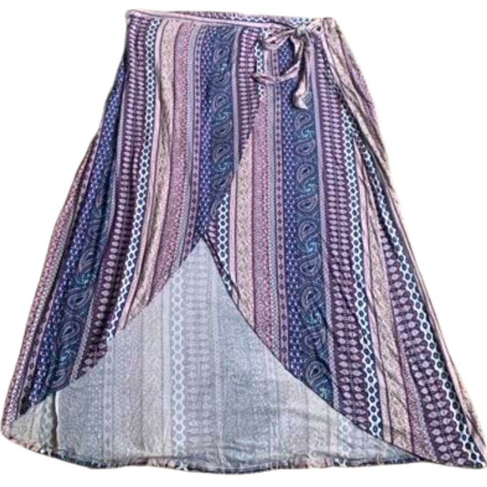 No Comment Plus Purple & White High Low Maxi Skirt